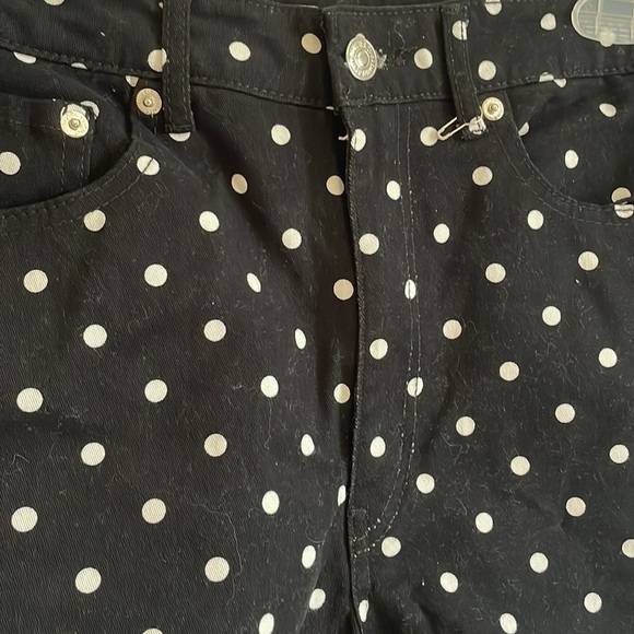 Polka-Dot Shorts NWT Shorts F21 High 29 Black Cuff Casual Summer Neutral Retro - Picture 4 of 10
